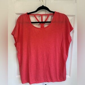 Women’s Coral Short-Sleeve Tee with Strappy Back
